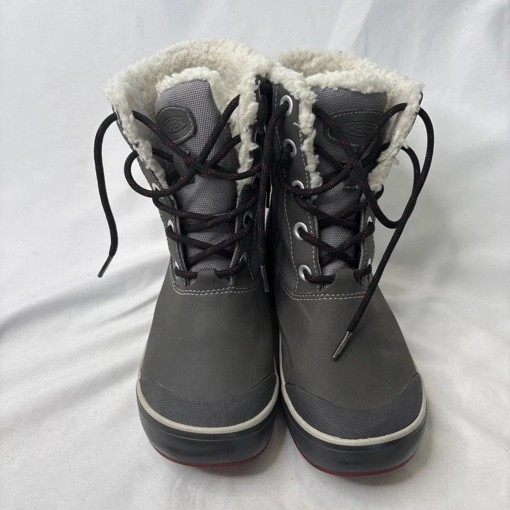 KEEN Elsa Waterproof Winter Boots Women's 5‎ Gray Fleece Lined Lace Up Gorpcore